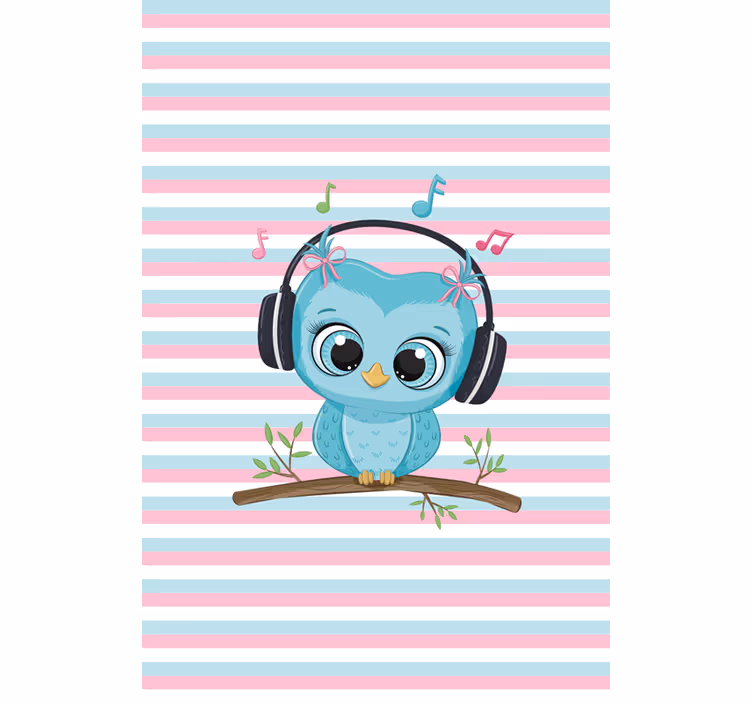 Muzikale uil illustratie rolgordijn  - TenStickers