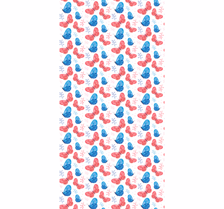 Blauwe en rode kleuren raambekleding vlinders - TenStickers