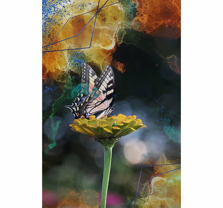 Vlinder bloemencompositie raambekleding vlinders - TenStickers