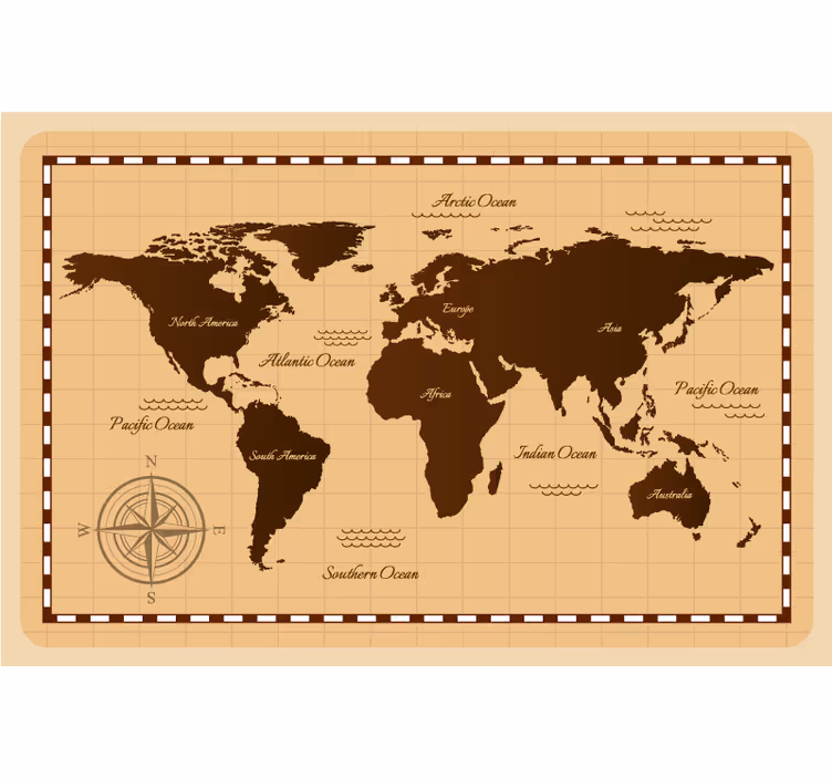 Vintage verkenning rolgordijn wereldmap - TenStickers