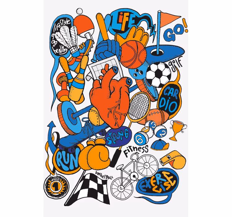 Meer sporten rolgordijnen Collage sporten - TenStickers