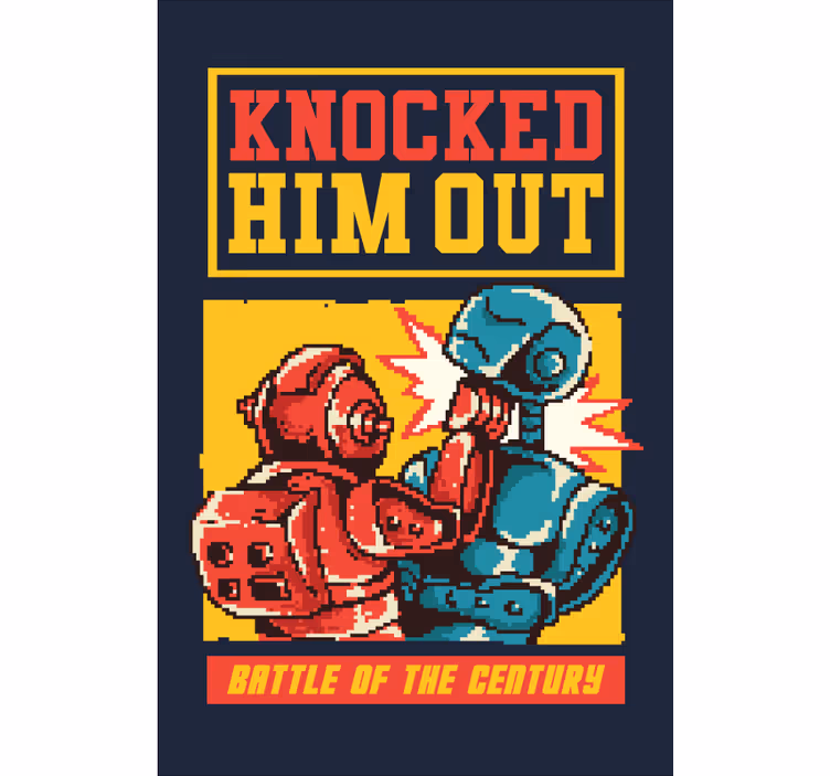 Robotbokswedstrijd nerd rolgordijn - TenStickers