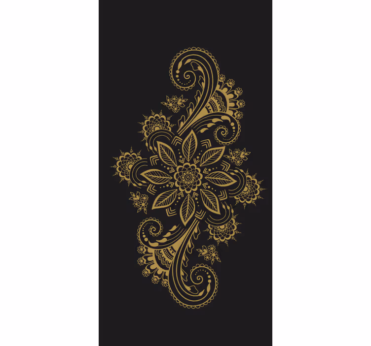 Rolgordijn bloemen met ingewikkelde gouden bloemen - TenStickers