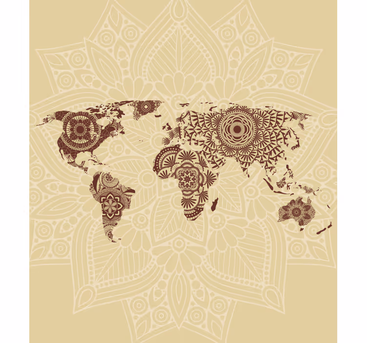 Mandala wereldtapijt rolgordijn wereldmap - TenStickers