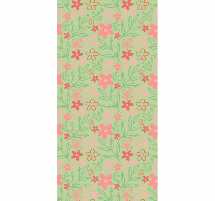 Rolgordijn bloemen Roze bloemen op groen - TenStickers
