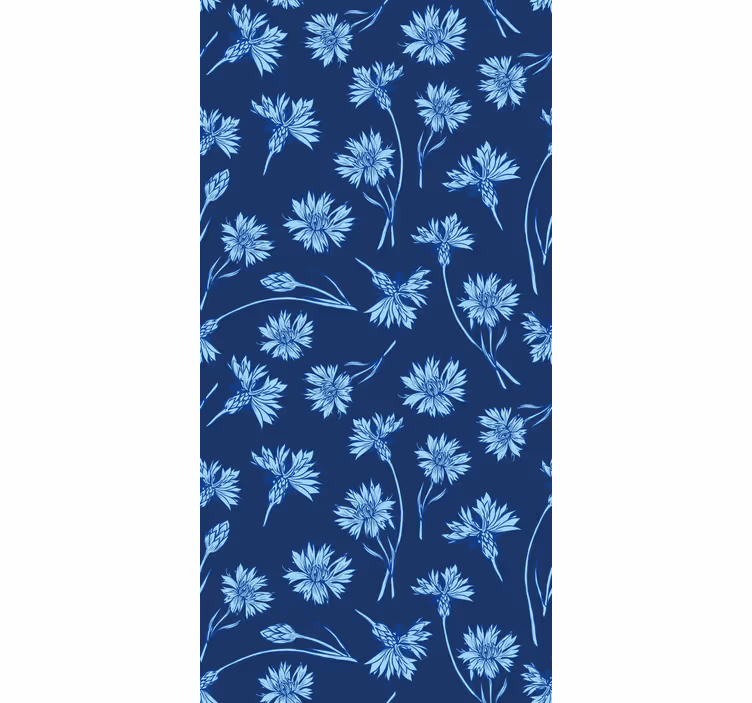 Raambekleding woonkamer Zeeblauwe bloemen - TenStickers