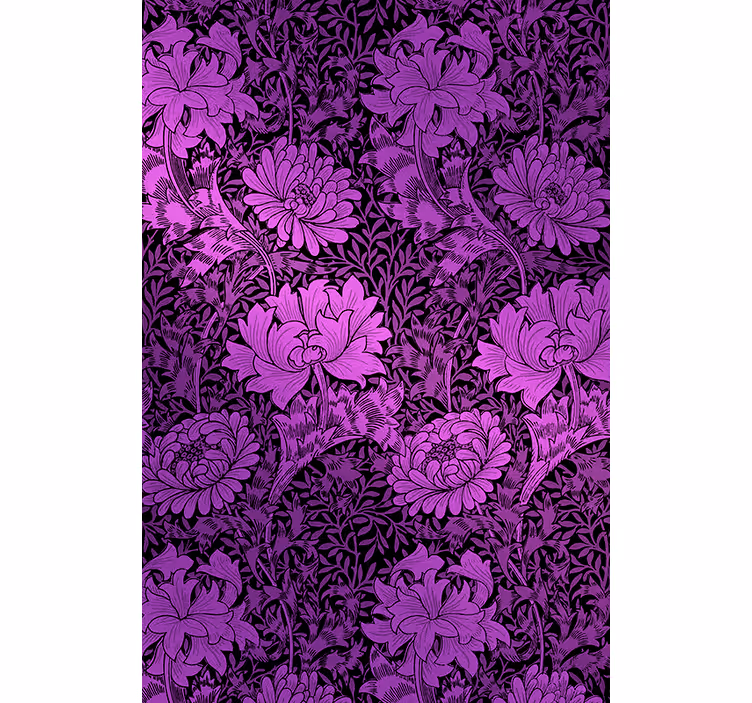 Paars botanisch motief rolgordijn bloemen - TenStickers