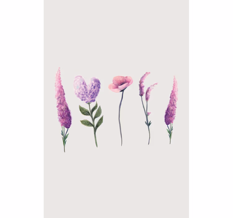 Rolgordijn eetkamer bloemen Paarse bloemtekeningen - TenStickers
