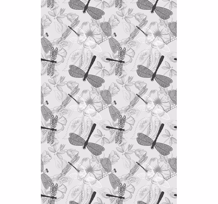 Rolgordijn bloemen en planten libellen en bloemen - TenStickers
