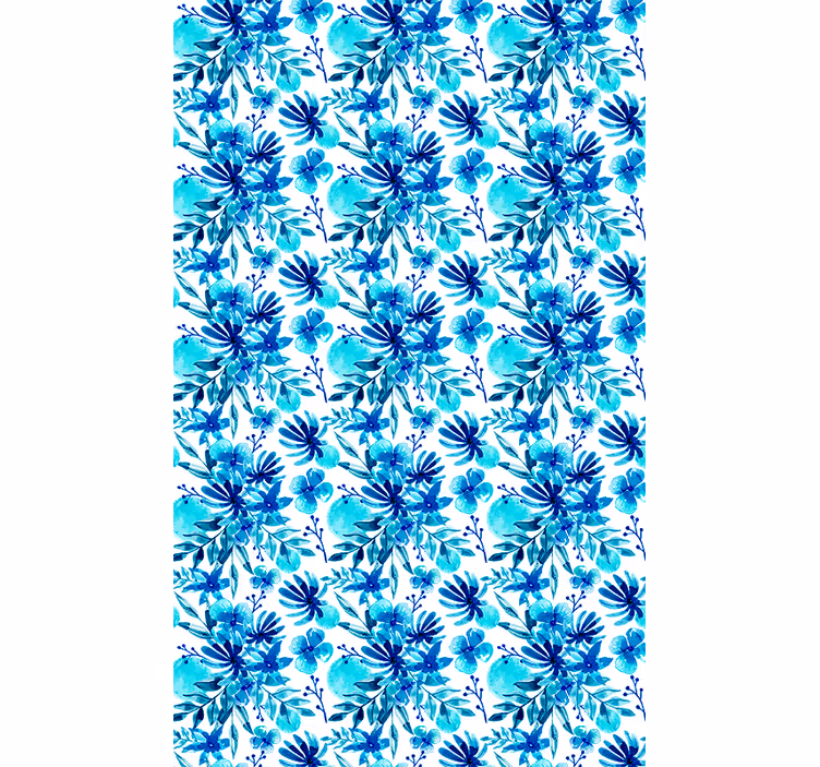 Levendig blauw thema rolgordijn bloemen en planten - TenStickers