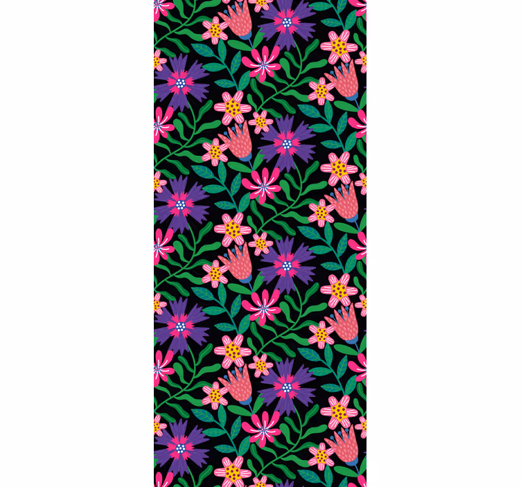 Bloemenharmonie ontwerp rolgordijn bloemen en planten - TenStickers