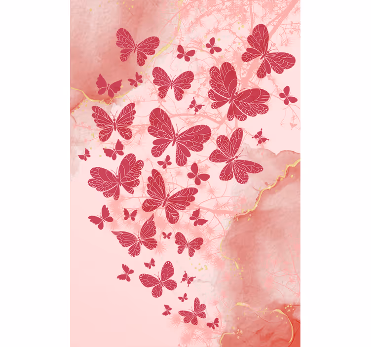 Roze hart arrangement raambekleding vlinders - TenStickers