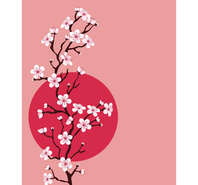 Sakura bloesemstengel rolgordijn bloemen en planten - TenStickers