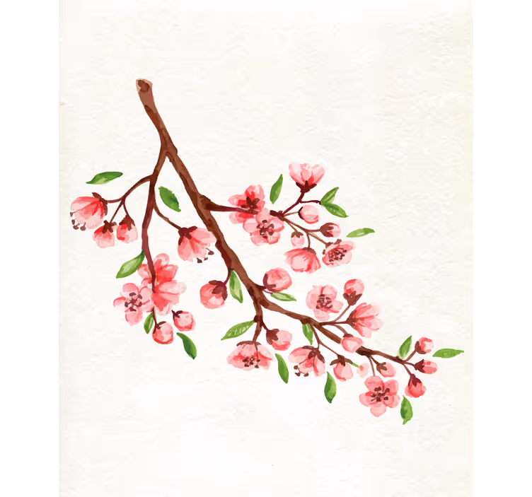 Kersenbloesem tak rolgordijn bloemen en planten - TenStickers