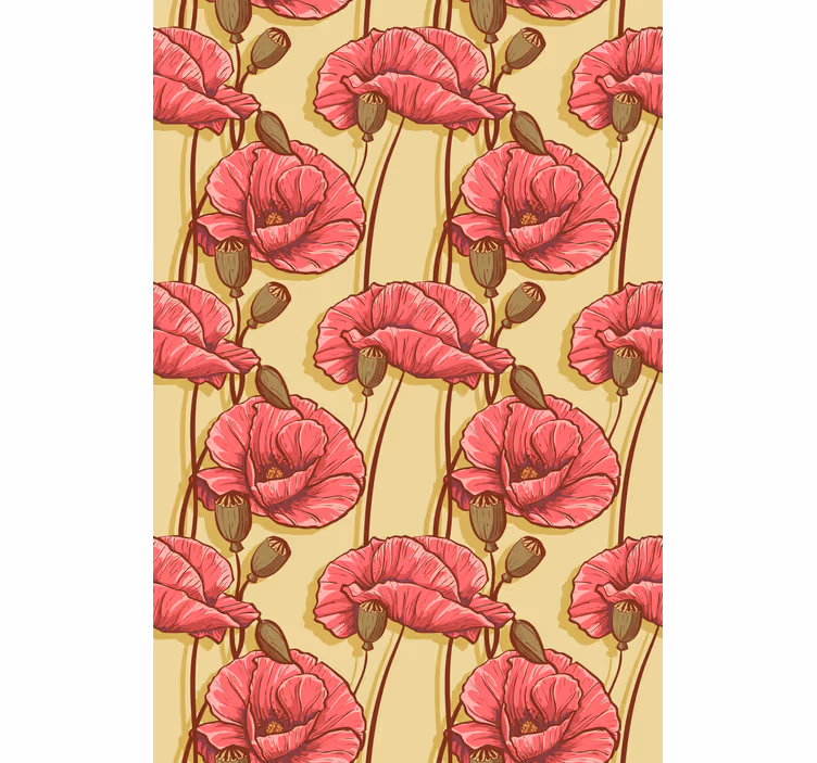 Rolgordijn eetkamer bloemen Vintage rode klaprozen patroon - TenStickers