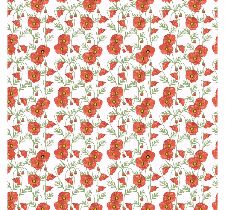 Rood papaverpatroon rolgordijn bloemen - TenStickers