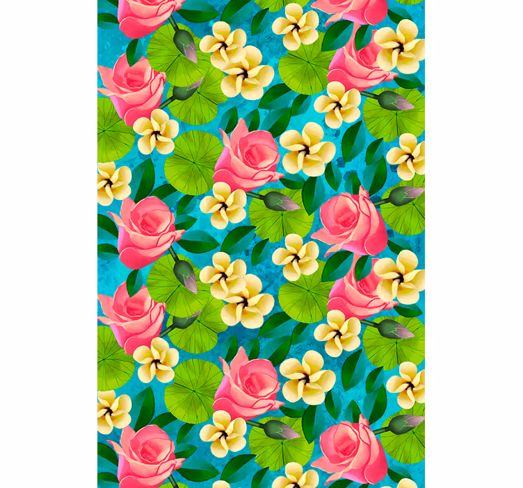 Rolgordijn bloemen en planten levendige bloeiwijzen - TenStickers