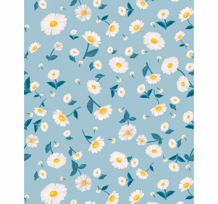 Madeliefblauw patroon rolgordijn bloemen en planten - TenStickers