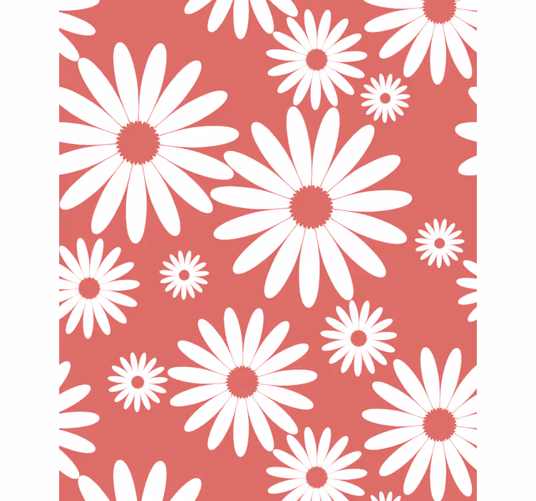 Wit madeliefjespatroon rolgordijn bloemen en planten - TenStickers