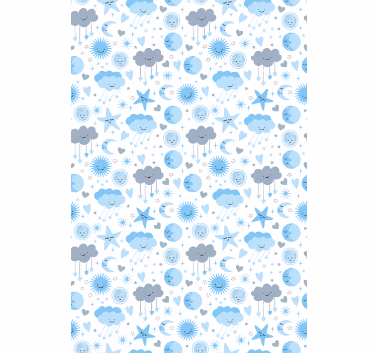 Blauw sterrenpatroon rolgordijn wolken - TenStickers