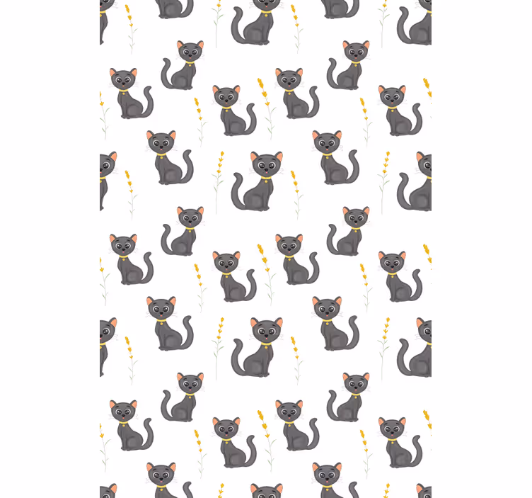 Patroon van zwarte katten rolgordijn dieren - TenStickers