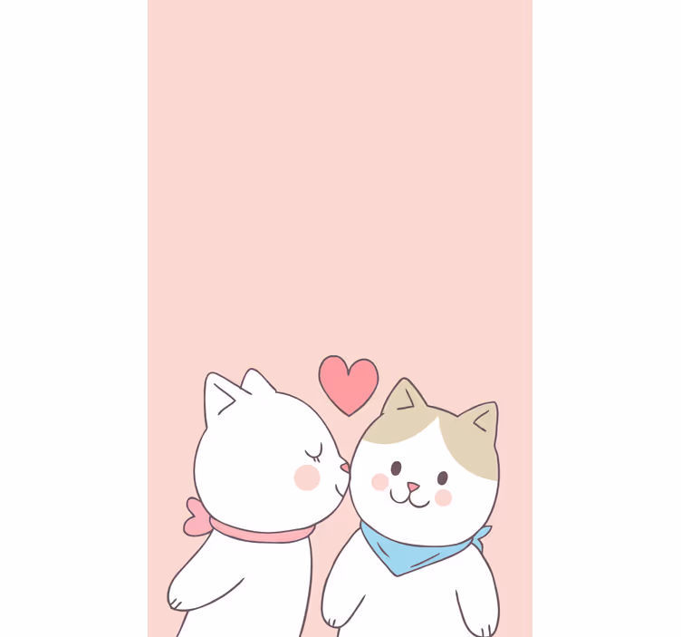 Schattig kattenpaar rolgordijn dieren - TenStickers