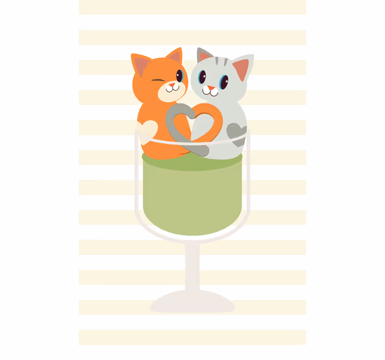 Schattige kattenvrienden rolgordijn dieren - TenStickers