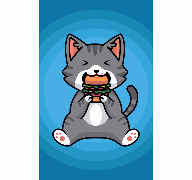 Blije kat eet rolgordijn dieren - TenStickers