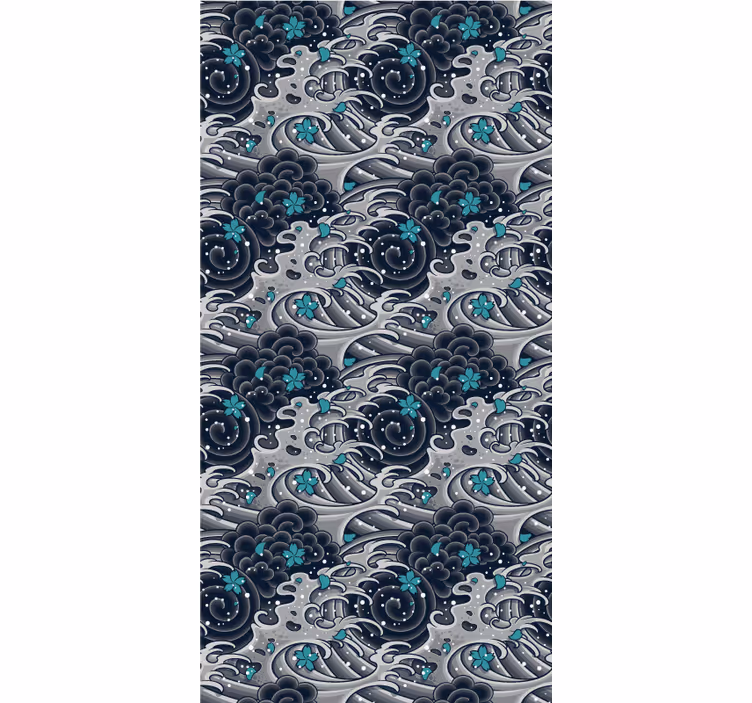 Bloemrijke oceaan golven raambekleding origineel - TenStickers
