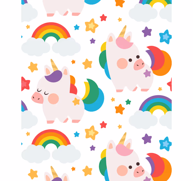 Schattige eenhoorns spelen rolgordijn anders - TenStickers