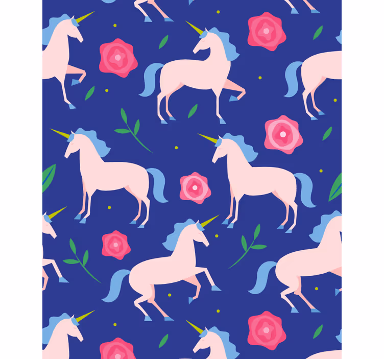 Eenhoorns en bloemen rolgordijn kinderkamer - TenStickers