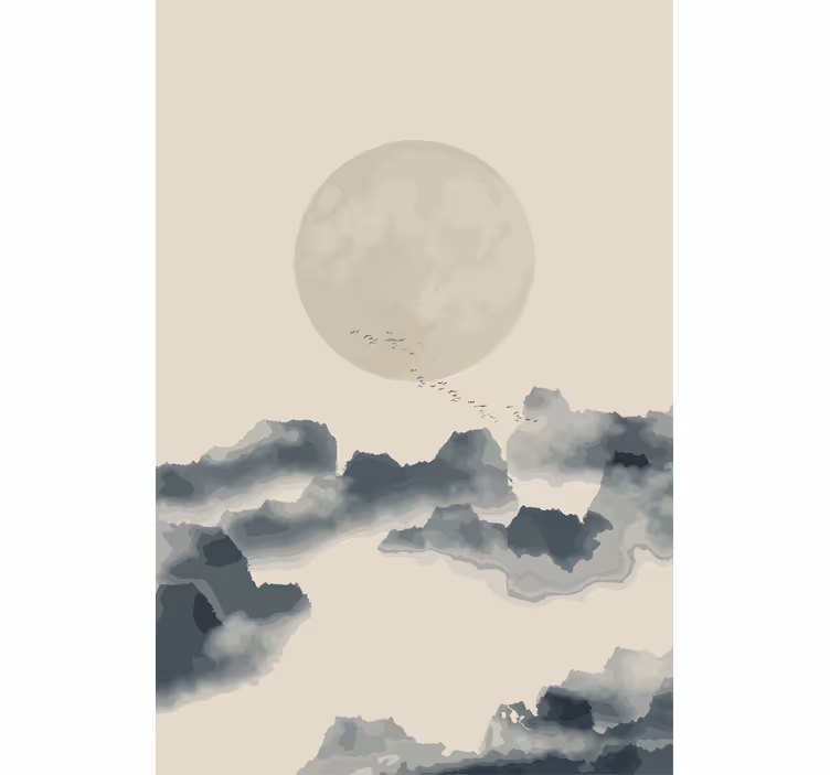 Maanverlicht wolkenlandschap moderne raambekleding - TenStickers