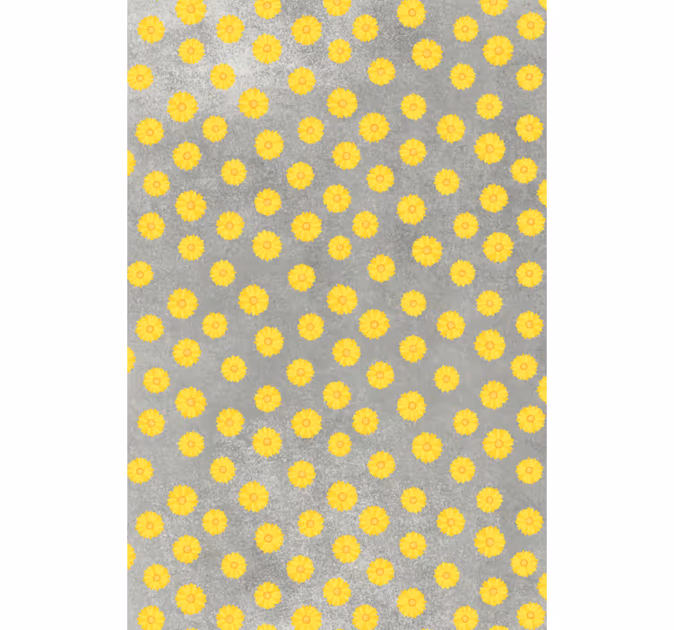 Grijs en geel patroon rolgordijn bloemen en planten - TenStickers