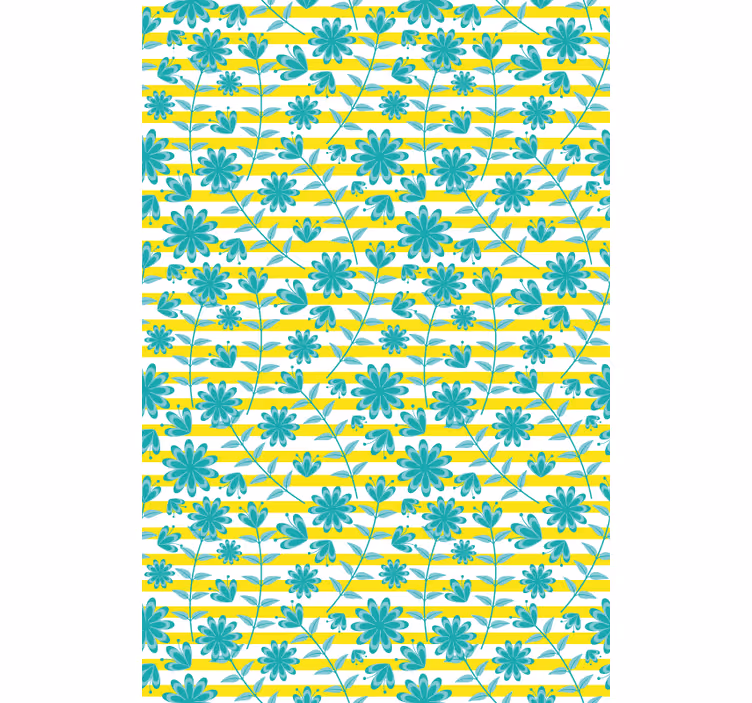 Helder strepenpatroon rolgordijn bloemen en planten - TenStickers