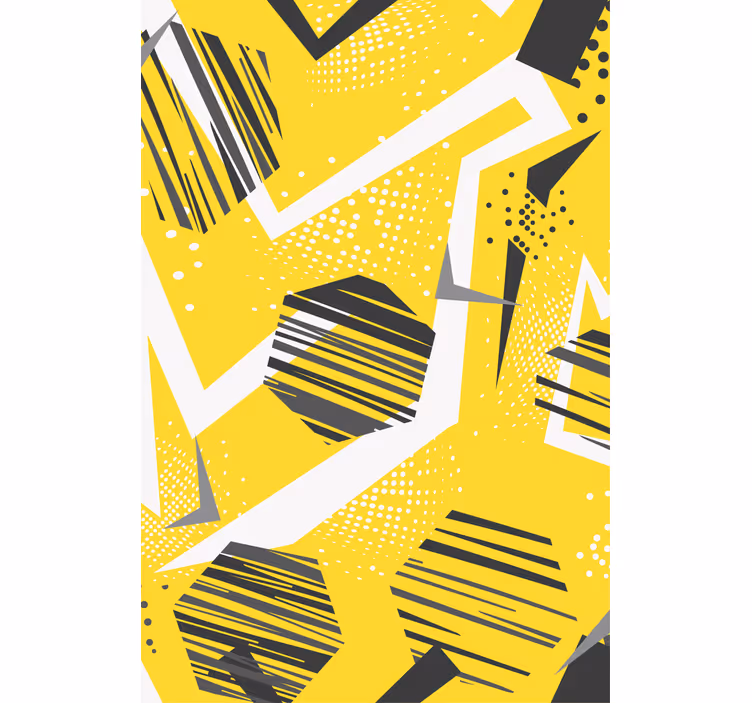 Gele dynamische geometrie moderne raambekleding - TenStickers