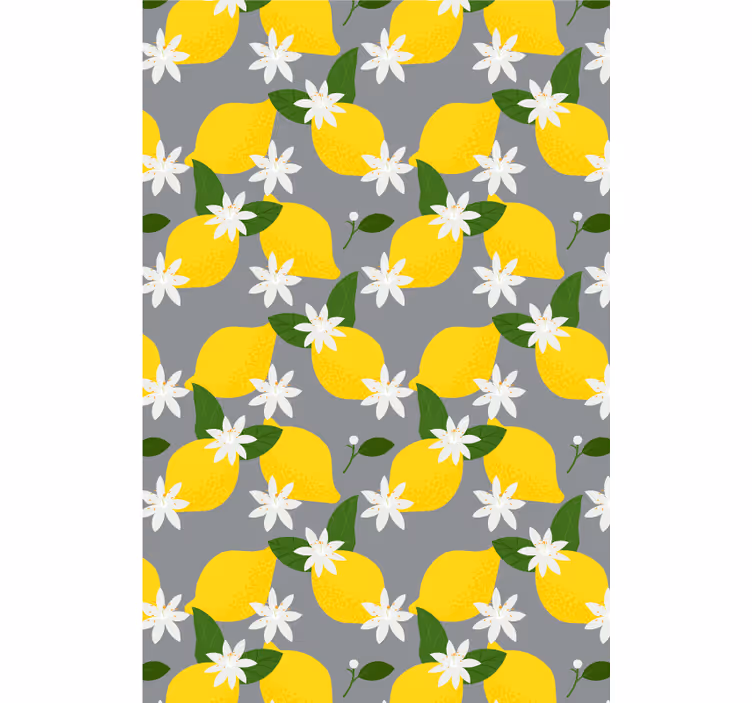 Citroen bloemenpatroon rolgordijn fruit en groente - TenStickers