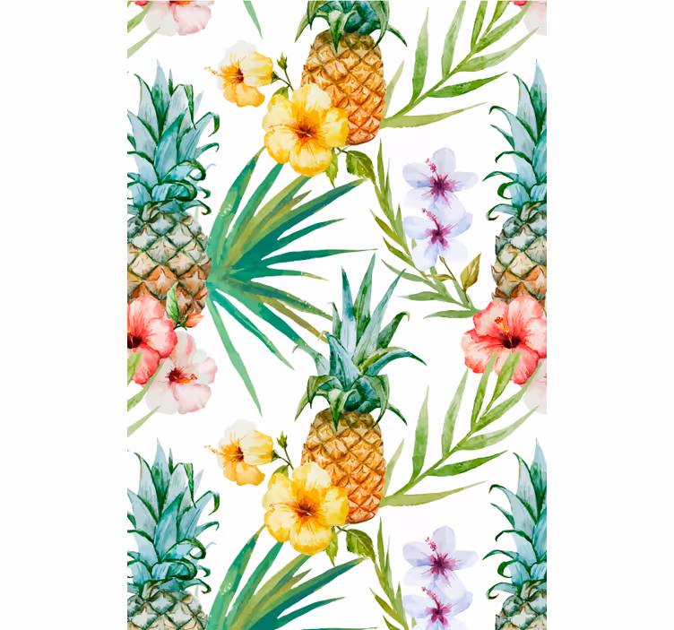 Groente en fruit rolgordijn bloemen Geschilderde ananas - TenStickers