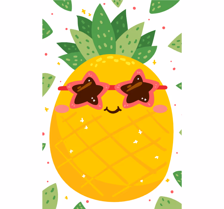 Fruit rolgordijn keuken Ananas met roze zonnebril - TenStickers