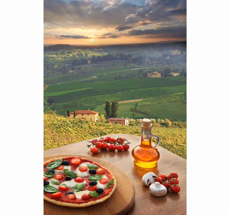 Italiaans culinair landschap rolgordijn fruit en groente - TenStickers