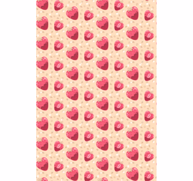 Aardbeienhartpatroon rolgordijn fruit en groente - TenStickers