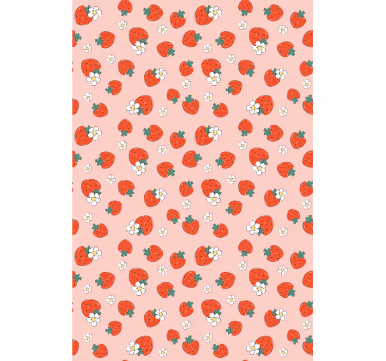 Aardbeienpatroon met bloemen rolgordijn fruit en groente - TenStickers