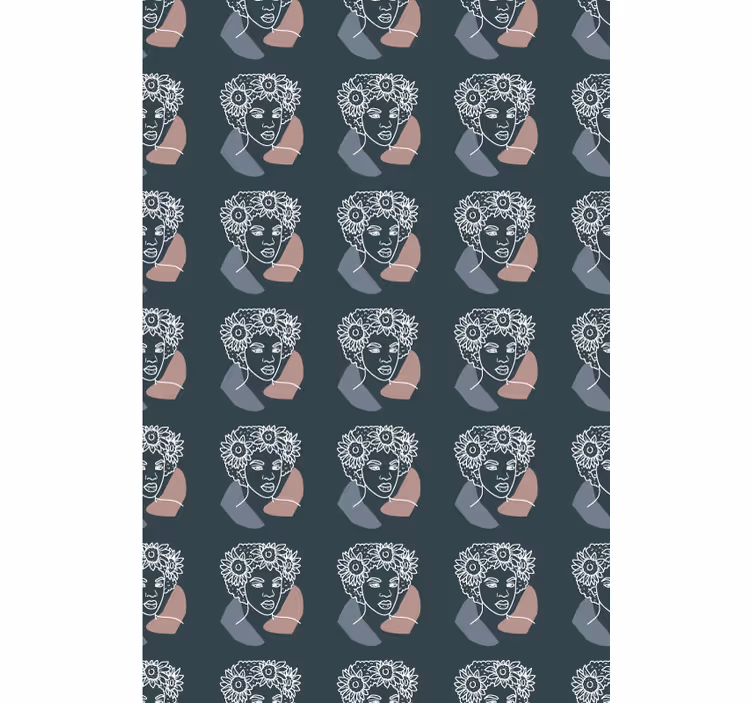 Abstracte bloemengezichten rolgordijn kunst - TenStickers