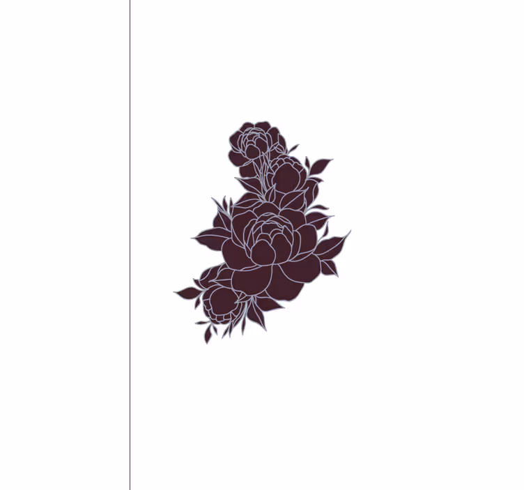 Sierlijke zwarte rozen rolgordijn bloemen - TenStickers