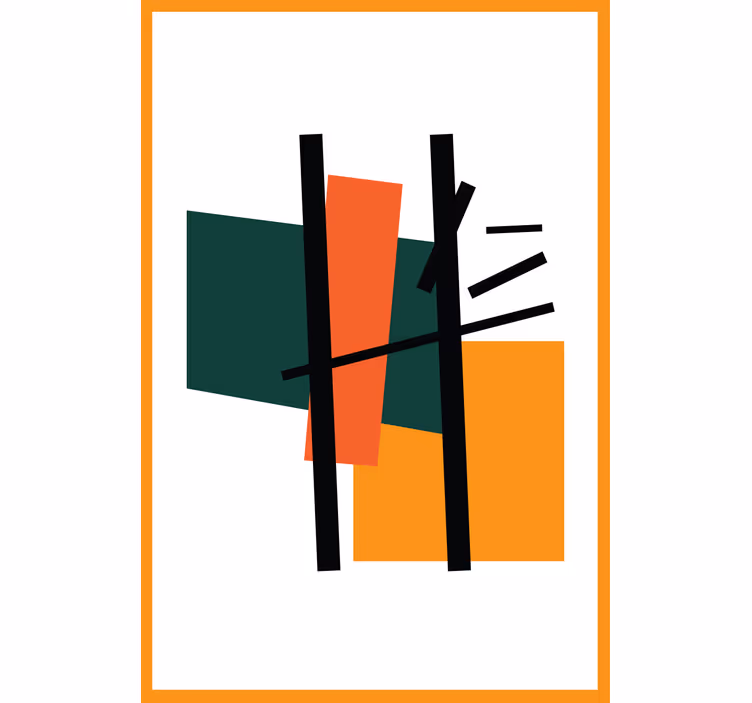 Geometrische blokken compositie moderne raambekleding - TenStickers