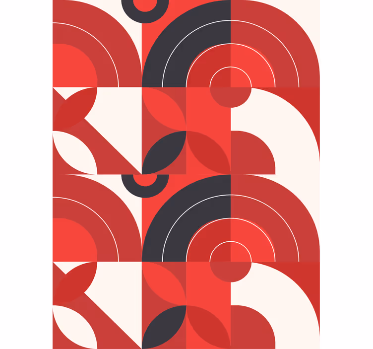 Geometrische rode cirkels moderne raambekleding - TenStickers