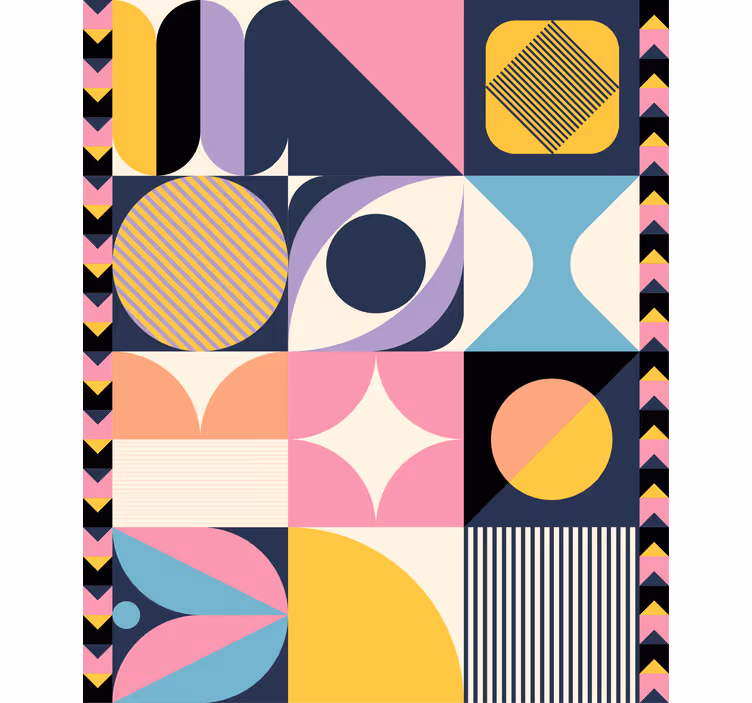 Geometrische vormen collage moderne raambekleding - TenStickers