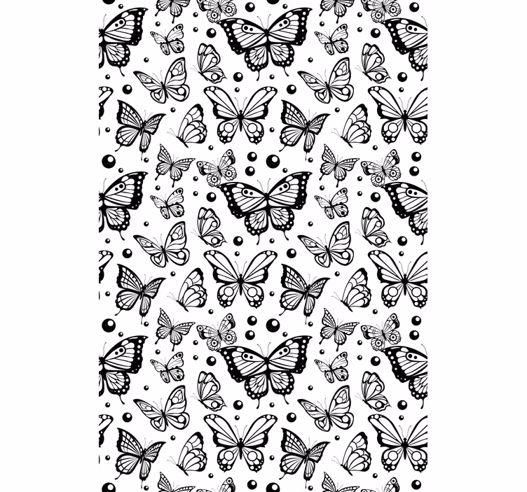 Fladderend zwart en wit raambekleding vlinders - TenStickers