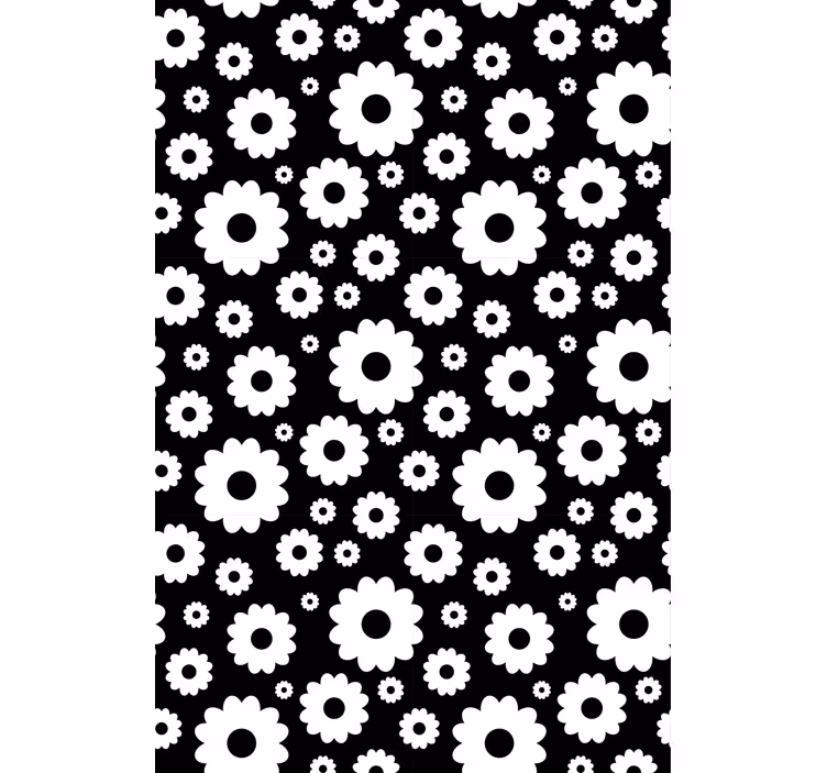 Zwart-wit bloesempatroon rolgordijn bloemen - TenStickers