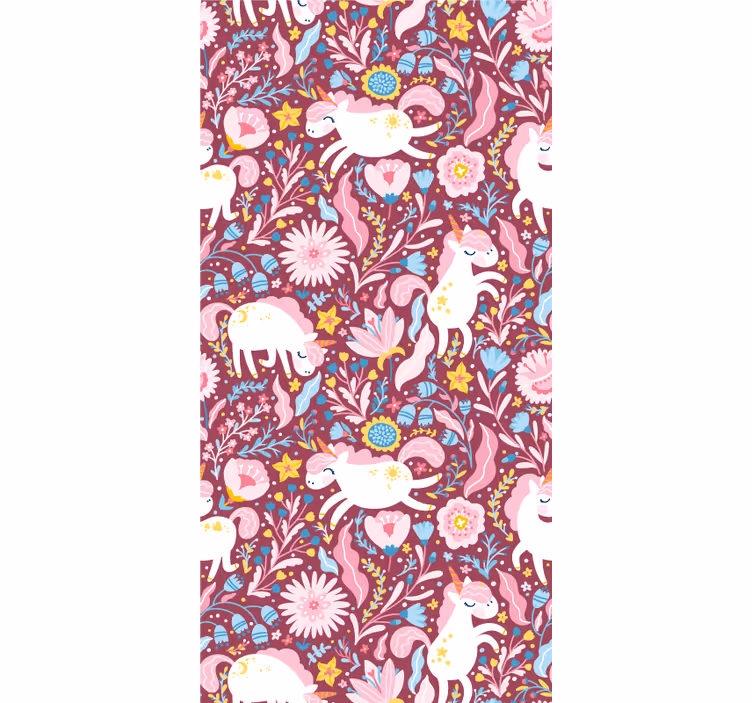 Kleurrijke eenhoornpatronen raambekleding origineel - TenStickers