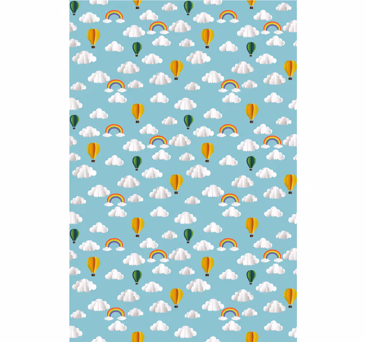 Luchtballonnen en regenbogen rolgordijn wolken - TenStickers